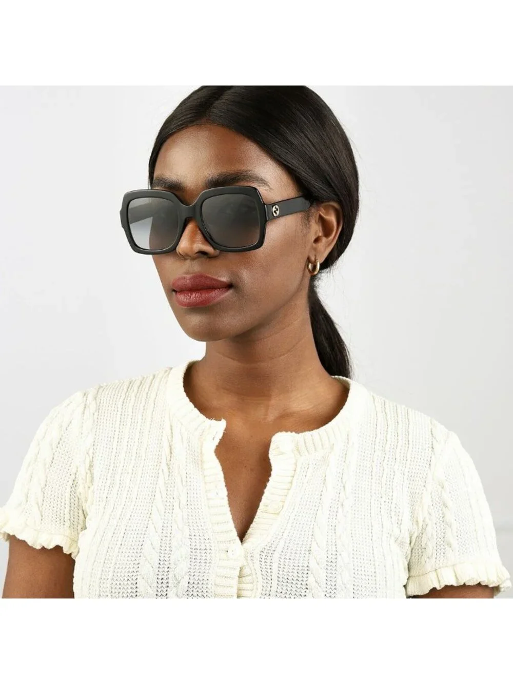 Gucci GG0036SN 001 Square Sunglasses - Black / Grey